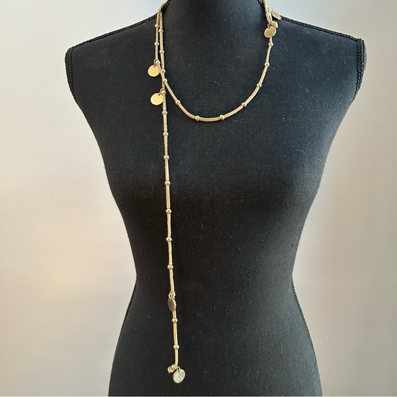 Adjustable Gold Ball and Disc Detail Necklace - Picture 1 of 7